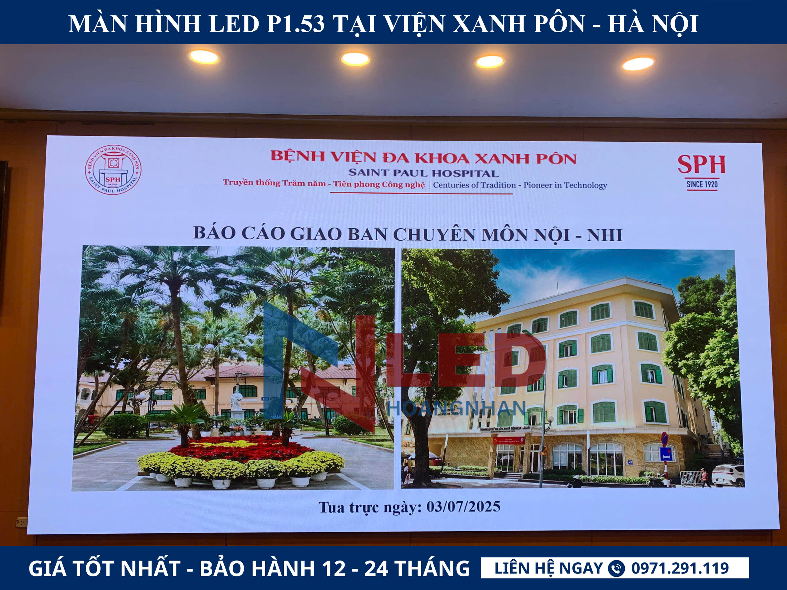 màn hình led P1.53 trong nhà - Viện Xanh Pôn